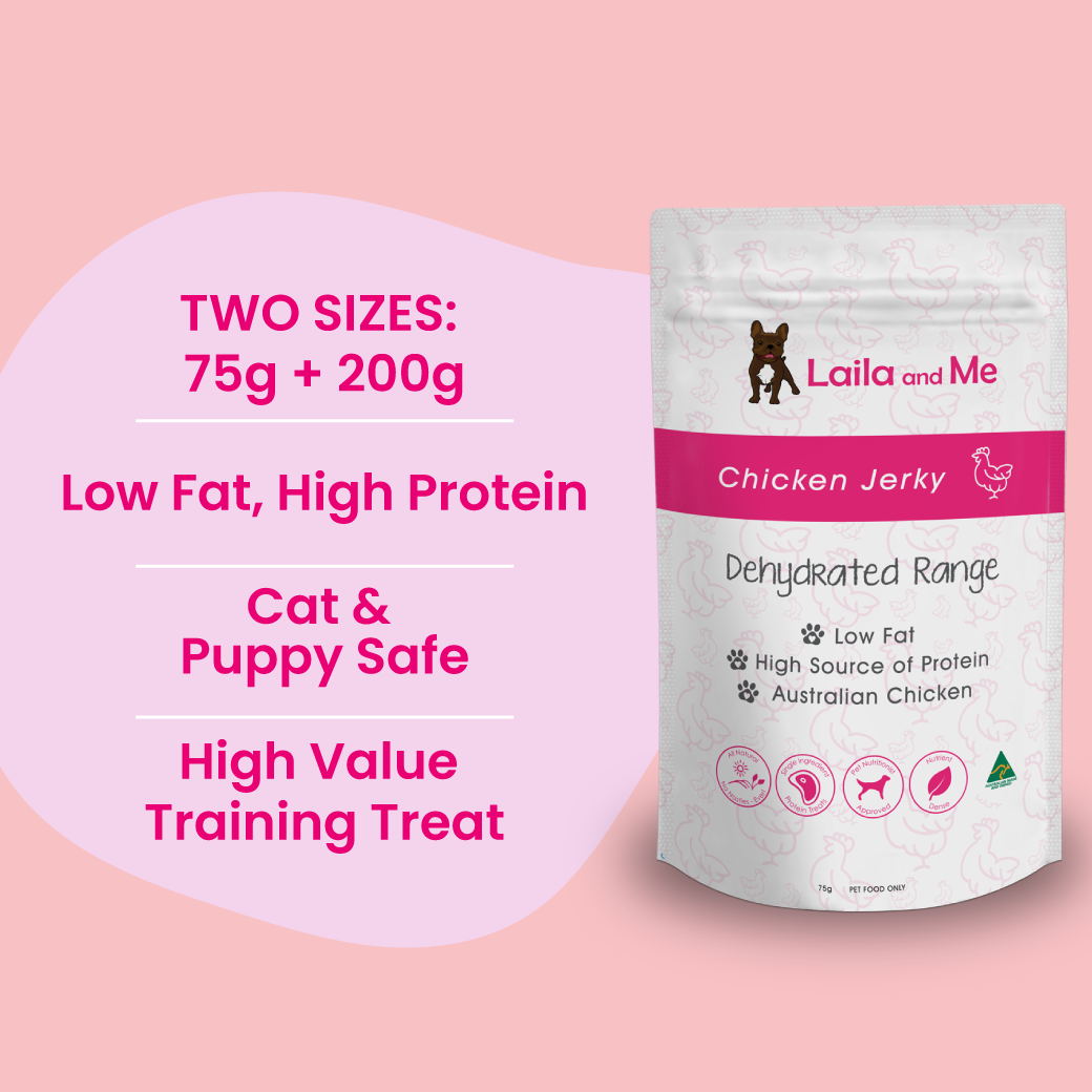 Laila and Me Dehydrated Chicken Jerky Pet Treats. High Quality Affordable Chicken Pet Treats for Dogs