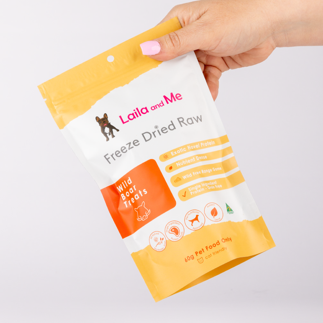 Hypoallergenic friendly high quality affordable dog treat by Laila and Me. Wild Boar Wild Game Pet Treat Australian Product