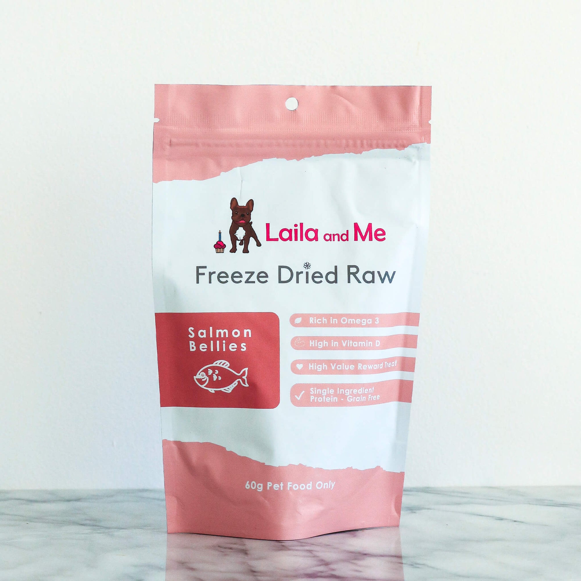 salmon bellies freeze dried pet treats by Laila and Me