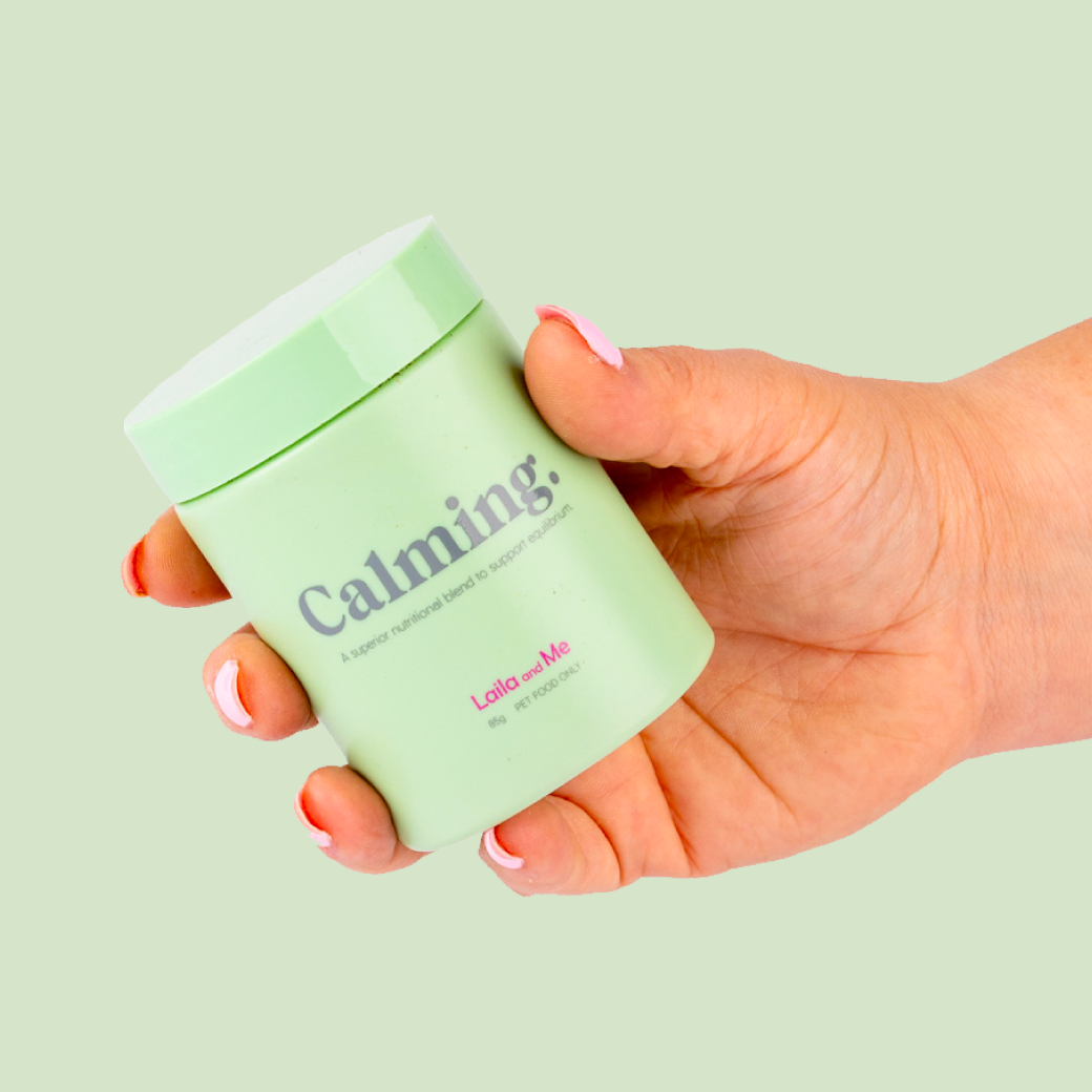 Calming Dog Supplement, Natural anxiety remedy for dogs. Affordable herbal option to help soothe dogs anxiety by Laila and me