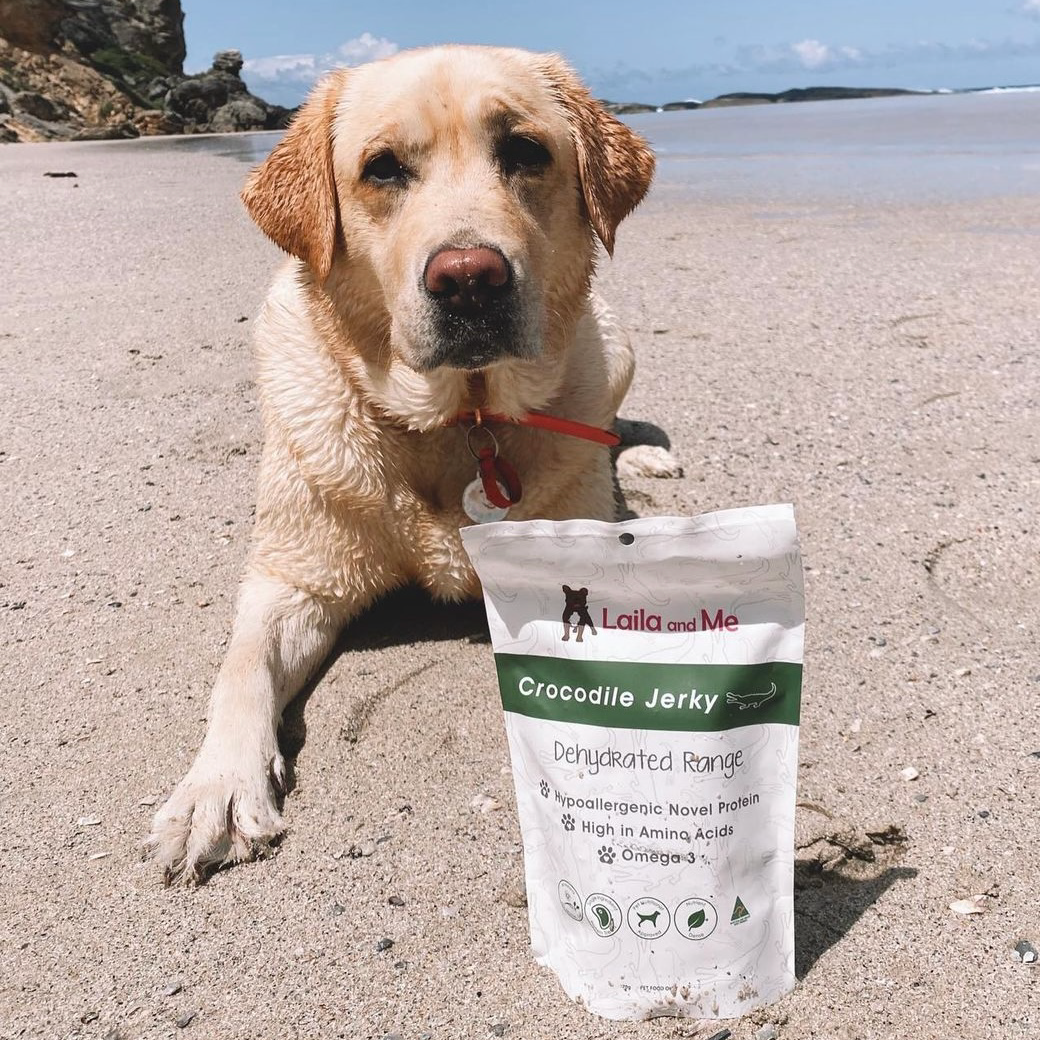 Natural Australian Crocodile Jerky by Laila and Me. Hypoallergenic Dog Treats