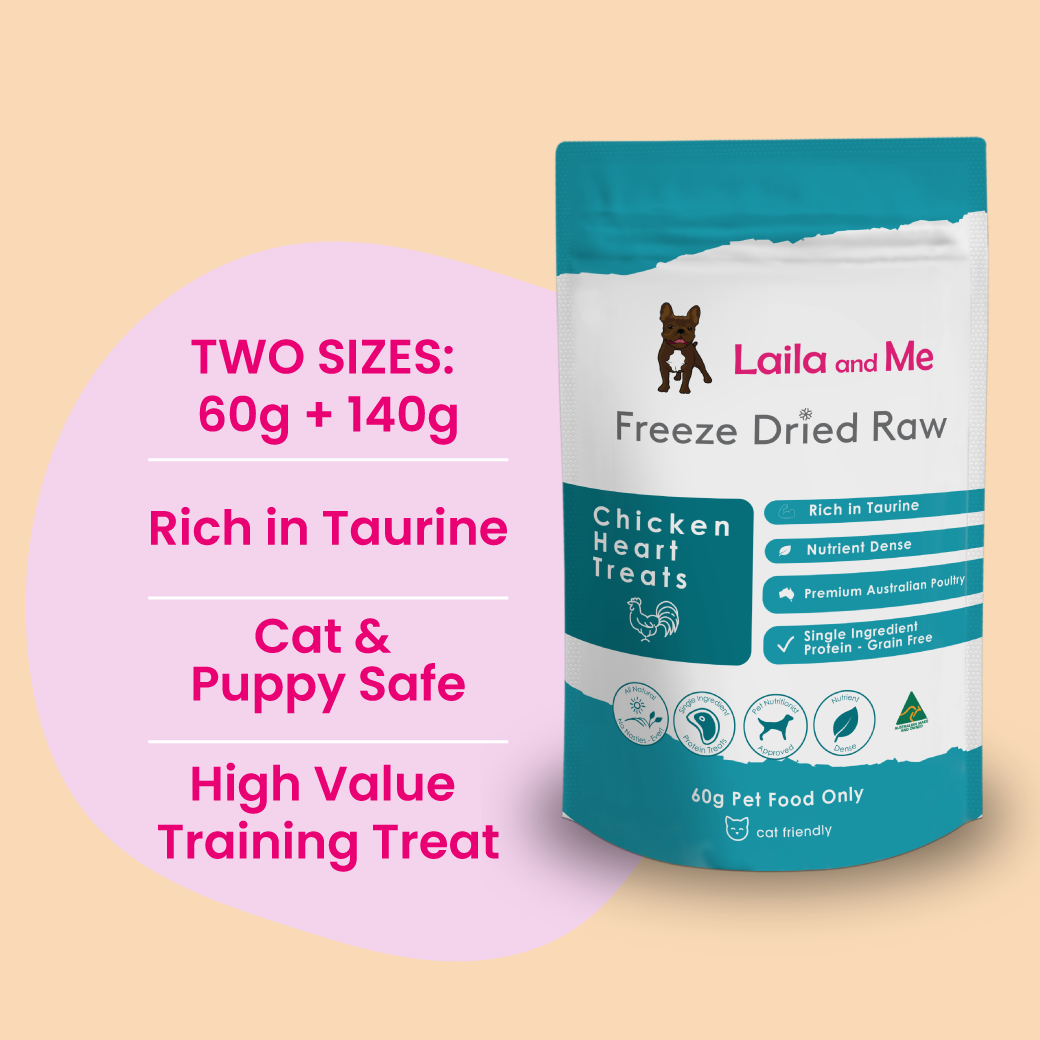Laila and Me Healthy Affordable High Quality Safe Dog Treats All Australian Made Dog Treats Freeze Dried Raw Chicken Hearts