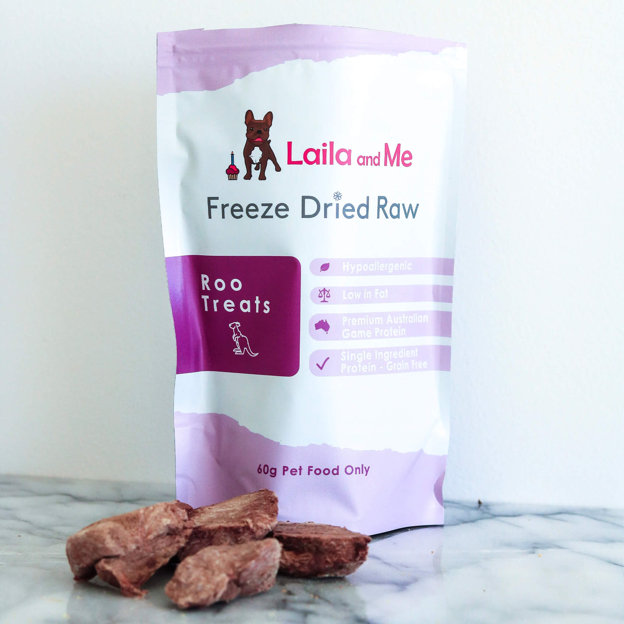 freeze dried raw roo pet treats - laila and me